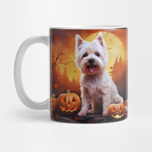 Happy West Highland White terrier Halloween Pumpkin Mug